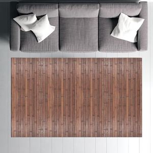 Comart, Bamboo Edge Tapijt, voor woonkamer, badkamer, slaapkamer, met antislip onderkant, bruin, 80 x 150 cm