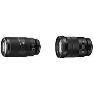 Sony SEL-70350G Tele-Zoom Lens, 70-350 mm, F4.5-6.3, OSS, APS-C, Zwart & Sony SELP18105G.AE Powerzoom-Objectief (18-105 mm, F4, OSS, APS-C, Geschikt Voor A6000, A5100, A5000 En Nex Series), Zwart