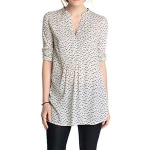 edc by ESPRIT Dames regular fit blouse lang shirt, wit (White Colourway 199), L