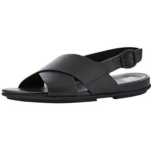 Fitflop Gracie platte sandaal met gekruiste bandjes voor dames, Zwart, 37 EU