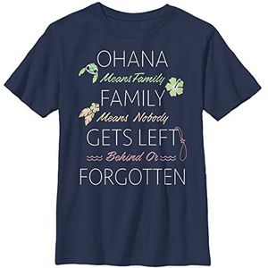 Disney Ohana Family Quoted T-shirt voor jongens, S, Donkerblauw, S