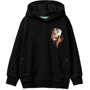 United Colors of Benetton Pullover met capuchon voor kinderen en jongeren, Zwart, 120