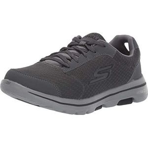 Skechers Gowalk 5 Qualify Sportsneaker met gaas en veters, wandelschoen, Houtskool/Zwart, 8 X-Wide