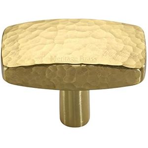 HERITAGE BRASS Kastknop | Luxe rechthoekige ladeknop gehamerd design | Handvat voor kastdeuren, kasten en meubels - Gepolijste messing afwerking, 41 mm