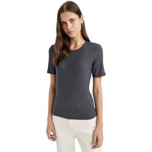 DeFacto Oversized crop tops voor dames, klassiek basic shirt voor dames, comfortabel oversized shirt voor vrouwen, antraciet, M