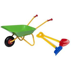 Rolly Toys kruiwagen, set met schop en hark (metalen kruiwagen met 25 kg draagvermogen voor kinderen vanaf 2,5 jaar) 272846
