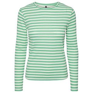 PIECES Pcruka Ls Top Noos Bc Shirt met lange dames,Absinthe Green/Stripes,XS