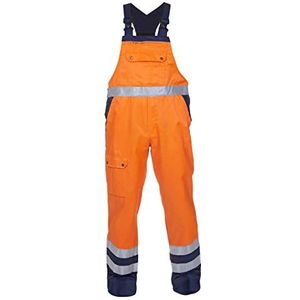 Hydrowear 044480 Hanoi Bib & Brace Broek, Bever, Bicolour, 50% Polyester/50% Katoen, 54 Maat, Hi-Vis Oranje/Navy