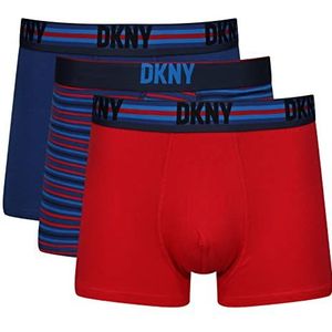 DKNY Katoenen boxershorts voor heren, Blauw/Gestreept/Rood, S