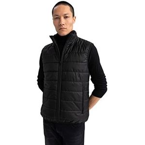 DeFacto Heren U4176AZ Slim Fit opstaande kraag vest met ritssluiting, zwart (BK27), XL, zwart (BK27), XL