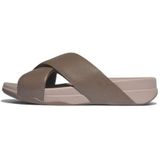 FitFlop - Men Surfer Tumbled-Leather Cross Slides - Java - Leer