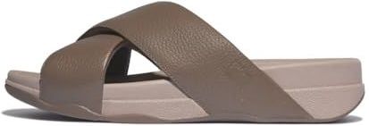 FitFlop - Men Surfer Tumbled-Leather Cross Slides - Java - Leer
