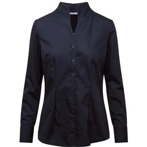 Seidensticker Damesblouse - City blouse - strijkvrij - Kelchkraagblouse - Slim Fit - lange mouwen - 100% katoen, Donkerblauw (18), 42