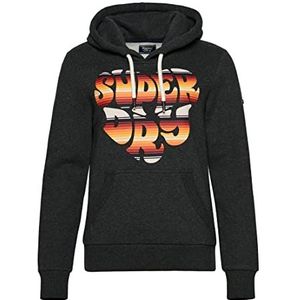 Superdry Vintage Scripted Infilll Hood W2011732A Nearly Black Heather 6 Dames, Nearly Black Heather