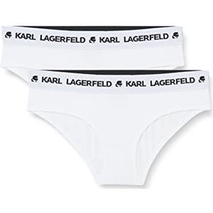 KARL LAGERFELD Dames Logo Hipster Brief (Set van 2), Wit, XS