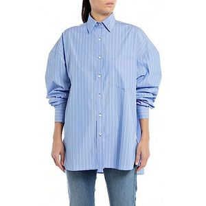 Replay Damesblouse, 010 Azure/White, XL