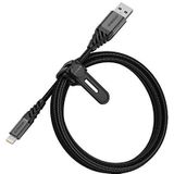 OtterBox Premium Reinforced Braided USB-A naar Lightning Cable, MFi Certified, Oplaadkabel voor iPhone en iPad, Ultra-robuust, Bend en Flex getest, 1m, Zwart