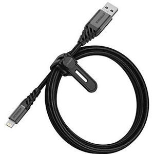 OtterBox Premium Reinforced Braided USB-A naar Lightning Cable, MFi Certified, Oplaadkabel voor iPhone en iPad, Ultra-robuust, Bend en Flex getest, 1m, Zwart
