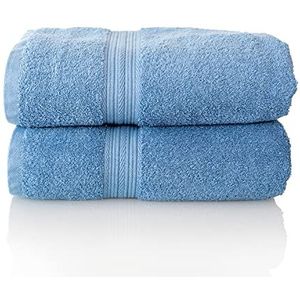 ALCLEAR comfort badstof handdoek set absorberend 100% Ökotex katoen, badstof serie in 6 kleuren en 5 maten, kleur: jeansblauw, 2x saunahanddoeken 70x200 cm
