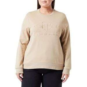 GANT Reg Tonal Shield C-Neck Sweatshirt voor dames, khaki (dark khaki), M