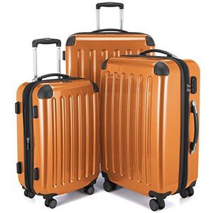 HAUPTSTADTKOFFER - Alex - hardshell-koffer, trolley, rolkoffer, reiskoffer, 4 dubbele wielen, uitbreiding, oranje, Koffer-Set, Kofferset