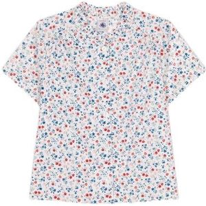 Petit Bateau Blouse met korte mouwen voor meisjes en jongens, Wit/Veelkleurig., 6 jaar