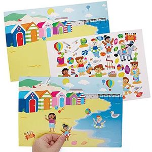 Baker Ross FC789 Zeekust Sticker Landschappen - Set van 5 Zelfklevende Stickers voor Kinderen, Knutselen voor Kinderen, Stickers voor Kinderen