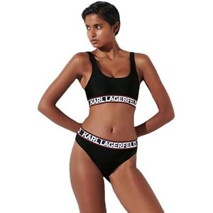 KARL LAGERFELD Elongated Logo Bikini Top, zwart, M