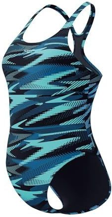 Speedo Hyperboom Allover Medalist Badpak voor Dames | Sneldrogend | Fitness | Chloorbestendig badpak, Dark Teal, 32
