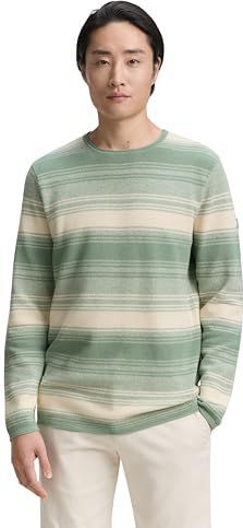 TOM TAILOR - Trui - Crème - Ronde Hals - Lange Mouw - Gestreept