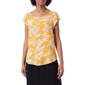 ONLY Onlnova Life S/S Top Aop Ptm Top dames,Golden Yellow/Aop: 476 True Leaf,36