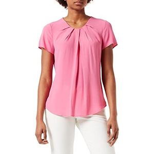 Seidensticker Damesblouse, modieuze blouse, ronde hals, korte mouwen, 100% viscose, roze, 36