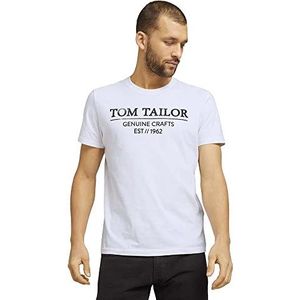 TOM TAILOR T-shirt met logo-print van biologisch katoen heren 1021229,20000 - White,S