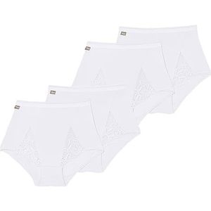 Playtex Pack Maxi slips van katoen, elastisch, met kant, voor dames, x4, wit, 3XL, Wit, 3XL