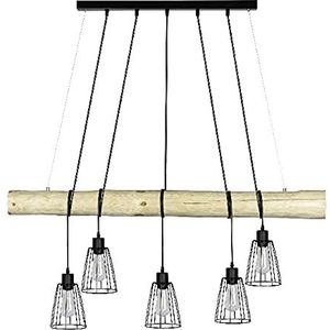 Homemania HOMBR_0288 Hanglamp, plafondlamp, hout, metaal, zwart, 150 x 14 x 115 cm