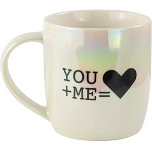 P:os 34482 - Mok Rainbow Mug met ""You + Me"" opschrift, drinkbeker van keramiek met ca. 350 ml inhoud, magnetron- en vaatwasserbestendig, ideaal voor warme en koude dranken