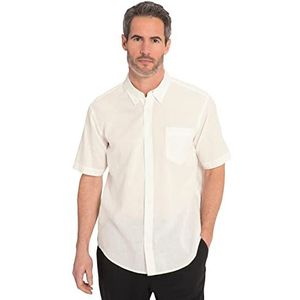 JP 1880 Menswear 782692 Heren grote maten grote maten L-8XL linnen mix-overhemd, halve mouwen, buttondown-kraag, modern fit, sneeuwwit, XXL