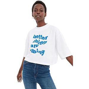 Trendyol Vrouwen Relaxed Basic Crew Neck Gebreid T-shirt, Kleur: wit, M