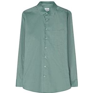Seidensticker Heren business overhemd - regular fit - strijkvrij - Kent kraag - lange mouwen - 100% katoen, groen, 45