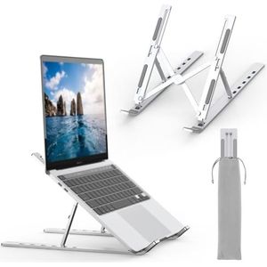 GRIFEMA GB1054 Zilver Laptop Stand, verstelbare laptopstandaard, draagbare laptopstandaard met 6 hoekverstellingen voor 10""-17,3"" laptops, tablets