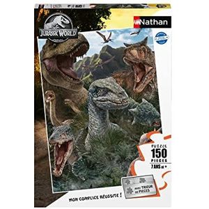 Nathan - Kinderpuzzel - 150 stukjes - De dinosaurussen van Jurassic World - Meisjes of jongens jongens of meisjes vanaf 7 jaar - Hoogwaardige puzzel - dik en duurzaam karton - Dinosaurussen - 86157