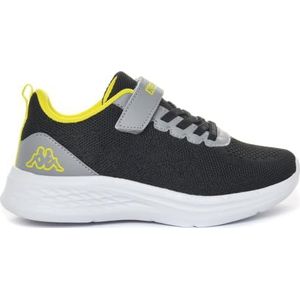Kappa Logo Rostie Ev Kid Comfortabele en stijlvolle lage sneakers, zwart en neongroen, maat 33