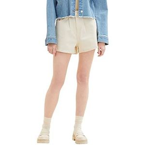 TOM TAILOR Denim Dames Jeans Shorts met vouwdetail, 22569 - Ongebleekt Natural Bull Denim, L