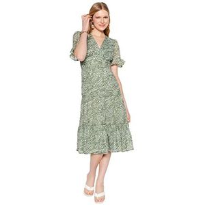 Trendyol Midi A-lijn regular fit geweven jurk voor dames, Groen, 62