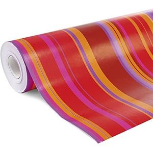 Clairefontaine - Ref 211202C - Fantasy Alliance Long Roll inpakpapier (enkele rol) - 70cm breedte x 50m lengte, 60gsm papier - Heldere strepen op rood ontwerp