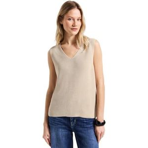 STREET ONE - Gebreide Top - Moonstone Sand - Mouwloos - Met V-hals