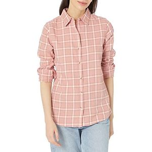Amazon Essentials Women's Lichtgewicht geruite flanellen overhemd met klassieke pasvorm en lange mouwen, Perzik Vensterruit, S