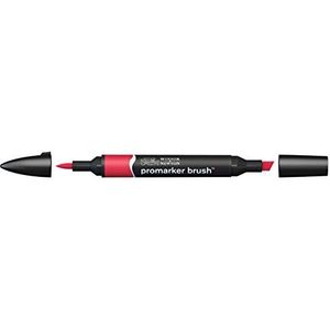 Winsor & Newton 0204171 Promarker Brush voor tekeningen, kalligrafie, ontwerp en lay-outs, streeploos tekenen met beitel- en penseelpunt - Berry Red
