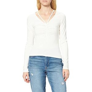 NA-KD Top Shirt met nekdetail voor dames, Gebroken Wit, M