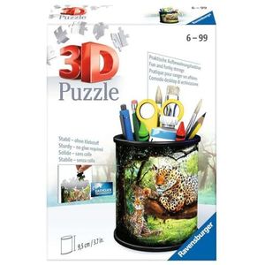 Ravensburger 3D Puzzle 11263 -Utensilo Big Cats - 54 Tegels - pennenhouder voor dierenliefhebbers vanaf 6 jaar, bureau-organizer voor kinderen: puzzels in de 3e dimensie beleven,Wit